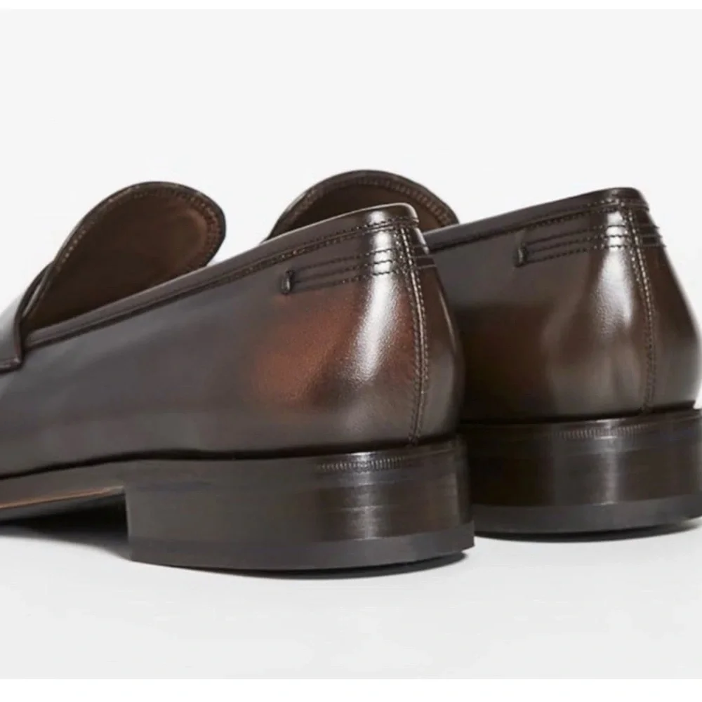 New Salvatore Ferragamo Tito Penny Men Leather Moccasin Loafers Brown US 13 M - Picture 4 of 5